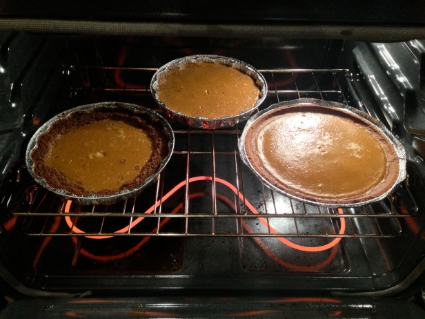 Pumpkin Pies in Oven