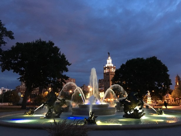 J.C. Nichols Memorial Fountain Night