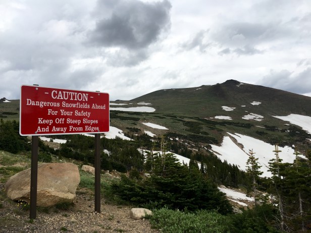 Rocky Mountain National Park Snowfield Sign